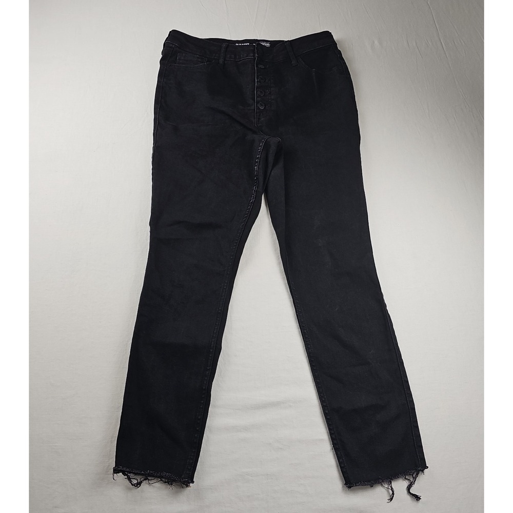 Old Navy Rockstar Women's Size 12 Black Denim Extra High-Rise Super Skinny Jeans